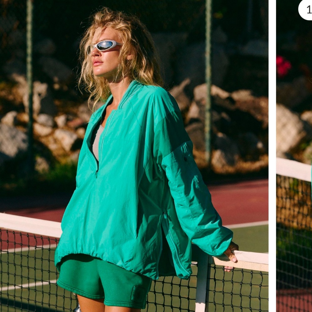 NWT Free People Movement Match Up Rugby Pullover in Seafoam